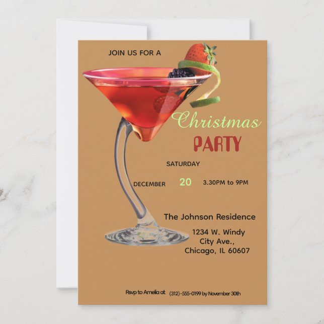 Inbjudan till julcocktail-fest (Framsida)