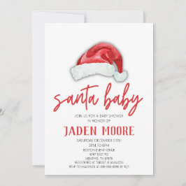 Inbjudan till julduschen i Santa Baby Red Hat