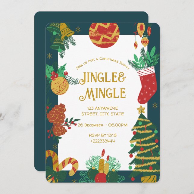 Inbjudan till julfest (Fram/baksida)