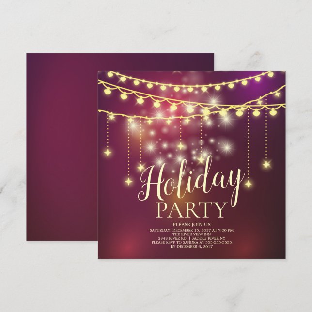 Inbjudan till Julfest av Elegant Light Garland (Fram/baksida)