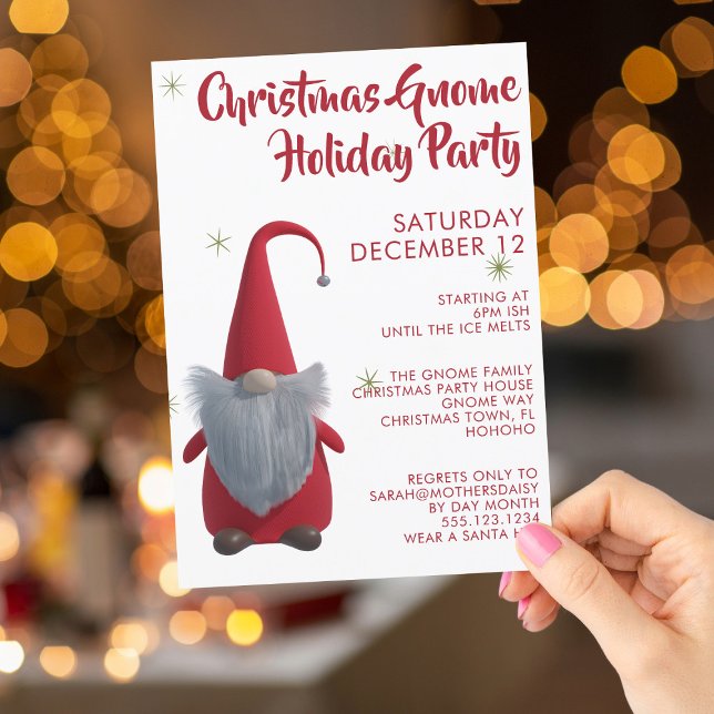 Inbjudan till Julfest av jultomte (Fun invitation to send to your holiday party guests. Merry Gnome-mas!)