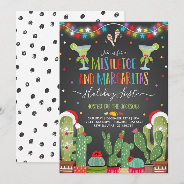 Inbjudan till Julfest av Mistletoe och Margaritas (Fram/baksida)