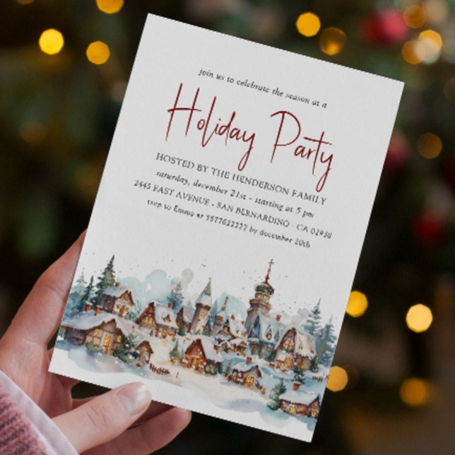 Inbjudan till Julfest av mysigt vinter-byar (Skapare uppladdad)