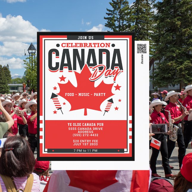 Inbjudan till Julfest på Firande Kanadadag (Add your party place to this celbration Canada Day postcard.)