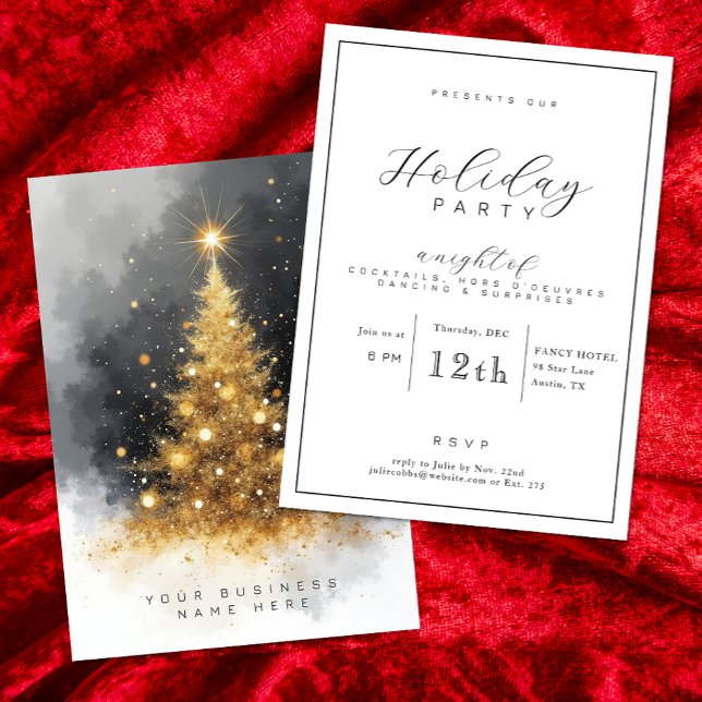 Inbjudan till Julfesten Black and Guld Business (Holiday Party Invite)