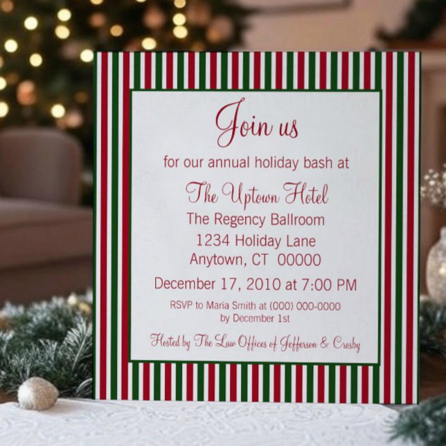 Inbjudan till Julfesten Candy cane-stripe (Candy Cane Striped Holiday Party Invitation)