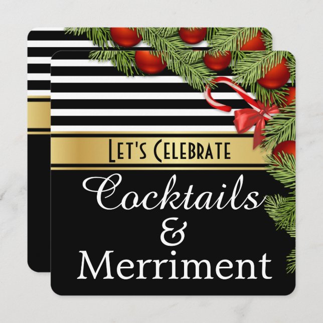 Inbjudan till Julfesten "Cocktails & Merriment" (Fram/baksida)
