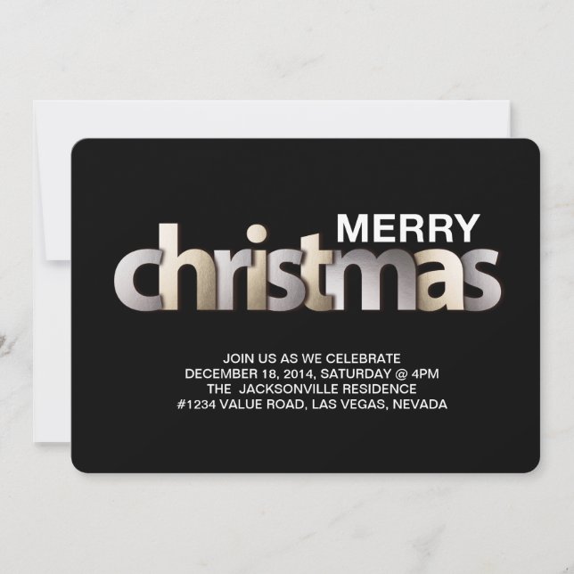 inbjudan till julfesten Faux foil christmas (Framsida)