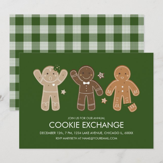 Inbjudan till Julfesten för pepparkaksgubbar cooki (Fram/baksida)