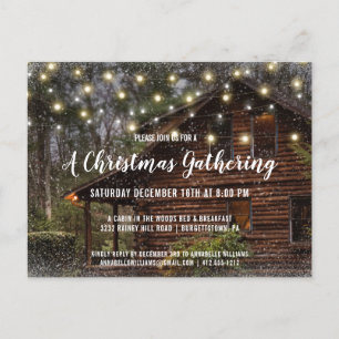 Inbjudan till julfesten i Rustic Log Cabin Vykort