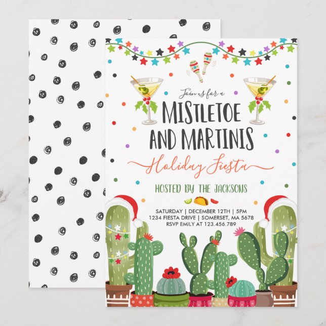 Inbjudan till Julfesten Mistletoe och Martinis (Fram/baksida)