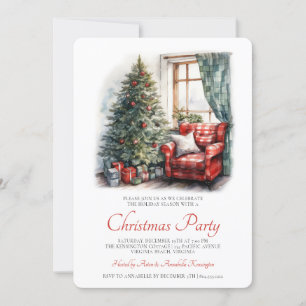 Inbjudan till julfesten Rustic Watercolor