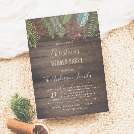 Inbjudan till Julfesten Rustic Wood Holly & Gräs