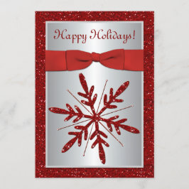 Inbjudan till Julfesten Silver och Red Snowflake