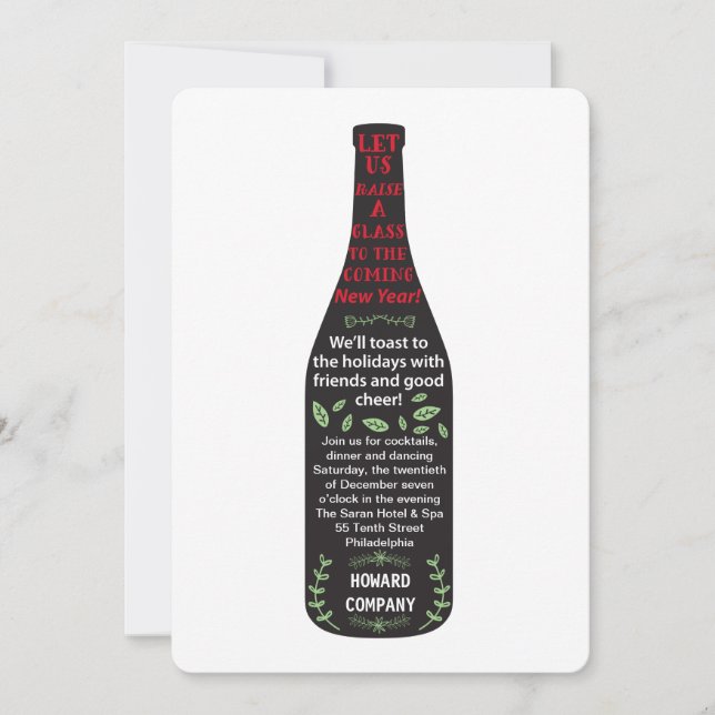 Inbjudan till julfesten vin flaska (Framsida)