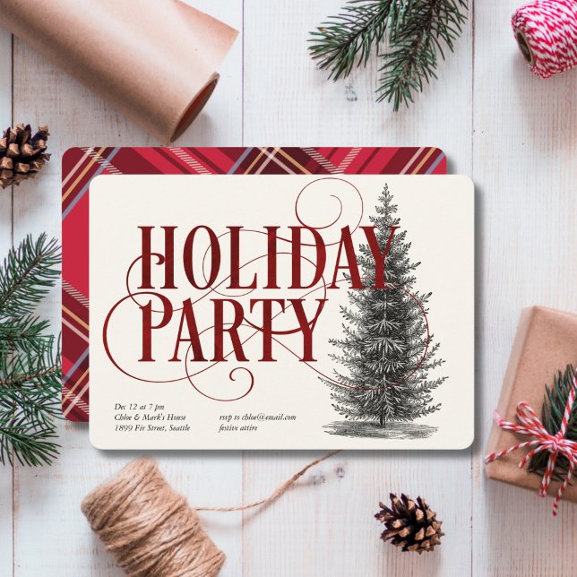 Inbjudan till Julfesten vintage Träd (Skapare uppladdad)