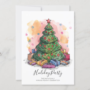 Inbjudan till Julfesten Watercolor Julgran