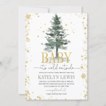 Inbjudan till Julgran Baby Shower Guld