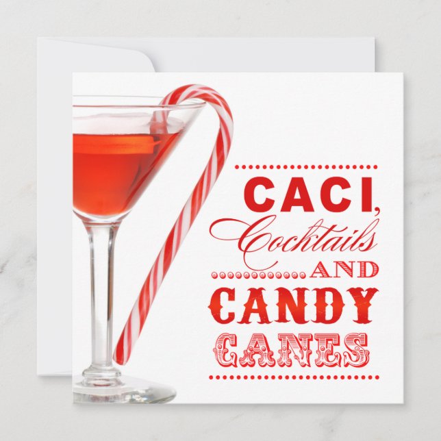 Inbjudan till julpartiet Candy cane (Framsida)