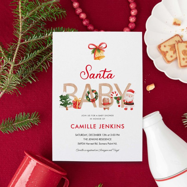 Inbjudan till jultomten för babyskor (Christmas Santa Baby Invitation)