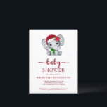 Inbjudan till jultomtens elefant för babyskor<br><div class="desc">Kute jul,  elefant,  babyskor med inbjudet vykort med ett vackert baby-elefant i en söt julhatt med rött och grönt. Perfekt till vintern eller helgdag Baby duschar! Kontakta oss på cedarandstring@gmail.com om du behöver hjälp med designen eller matchande produkter.</div>