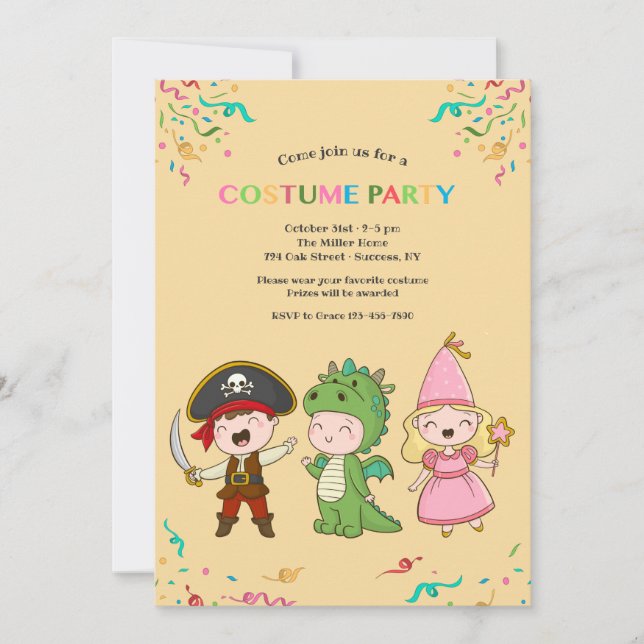 Inbjudan till Juvenile Costume Party (Framsida)