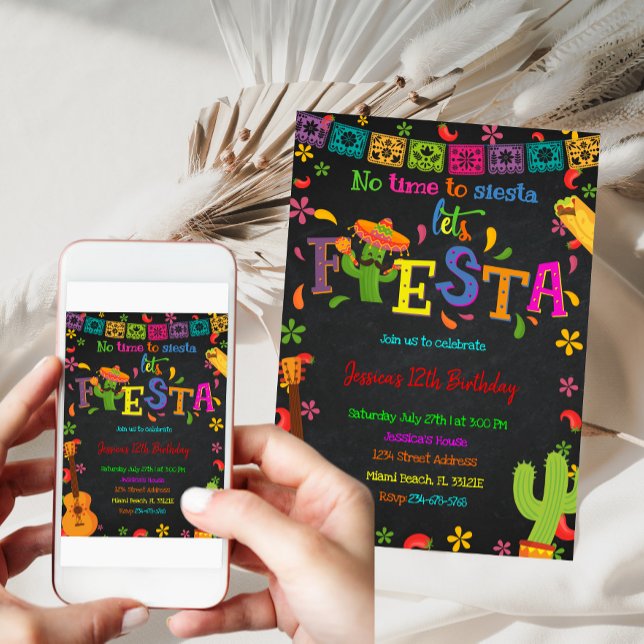 Inbjudan till kalkboard Fiesta Birthday (Skapare uppladdad)