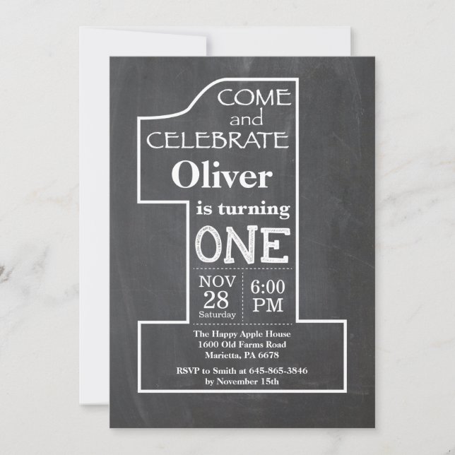 Inbjudan till kalkbrädan för födelsedag (Framsida)