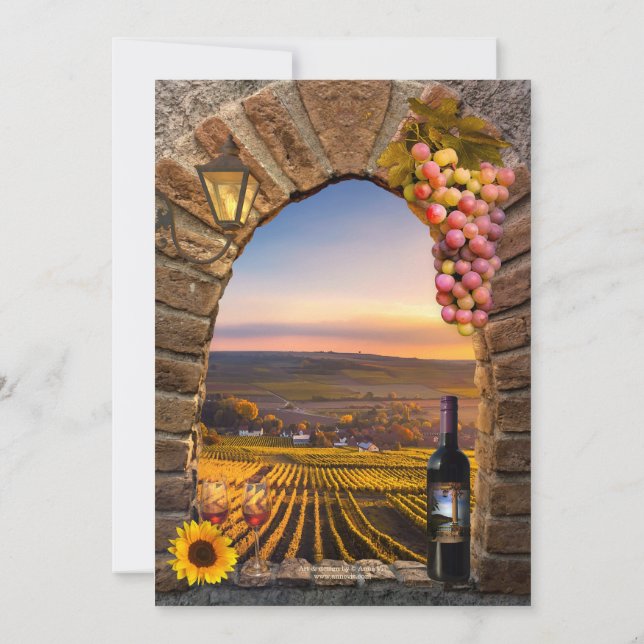 Inbjudan till kallelse till Winery Vineyard Rehear (Baksida)