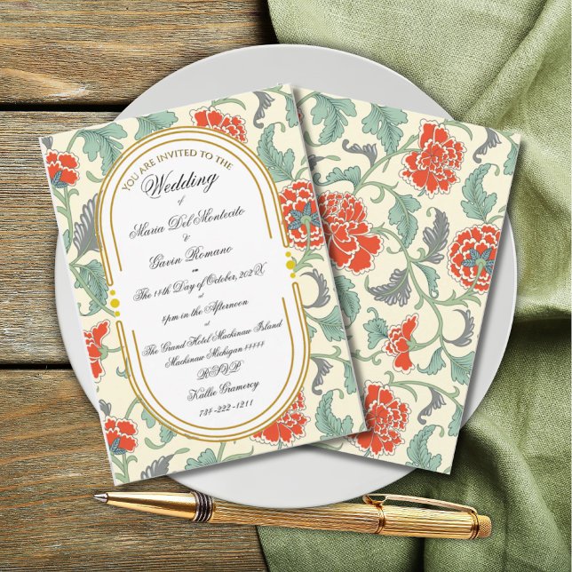 Inbjudan till kallgrafi av Blommigten art nouveau (Skapare uppladdad)