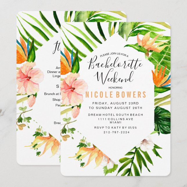 Inbjudan till kandidaten Bachelorette Helg (Fram/baksida)