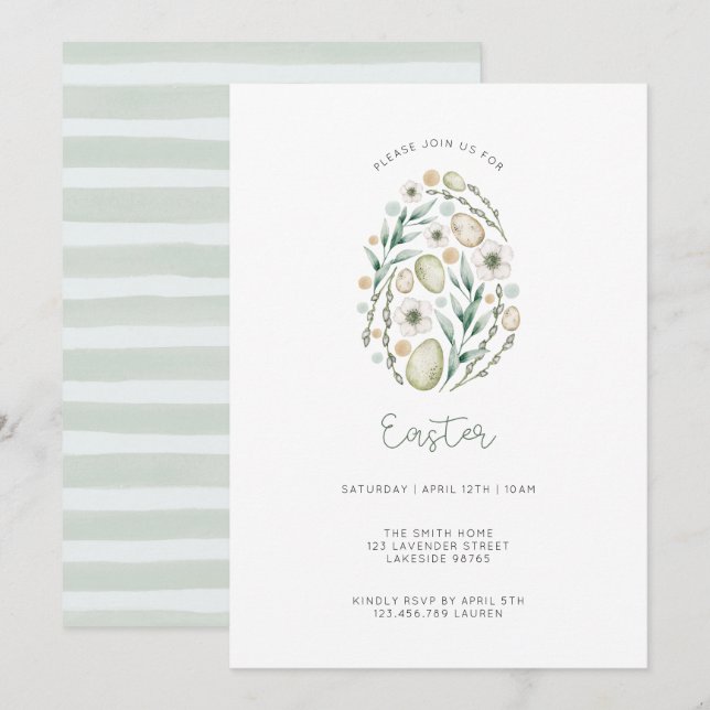 Inbjudan till känslig skript Påsk (Fram/baksida)