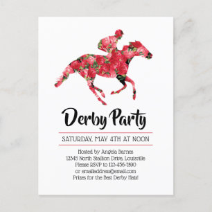 Inbjudan till kapplöpningshästen Derby Party Röd r