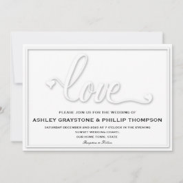 Inbjudan till Kärlek-bröllop med Faux Embossed