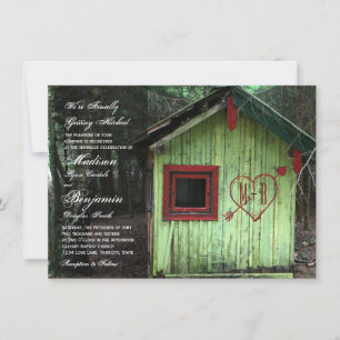 Inbjudan till kärlek Shack Cabin Initialer Heart W