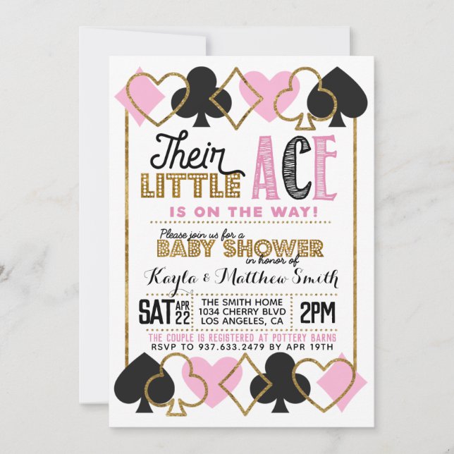 Inbjudan till kasino Poker Baby Coed Shower (Framsida)