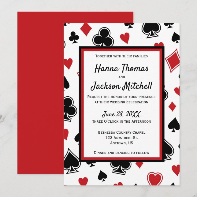 Inbjudan till kasino Theme Las Vegas Wedding (Fram/baksida)