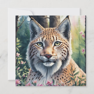 Inbjudan till Kattdjuret för Watercolor Lynx Artw