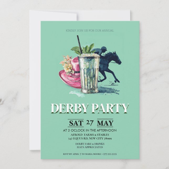 Inbjudan till Kentucky Derby-fest Mint Julep Derby (Framsida)