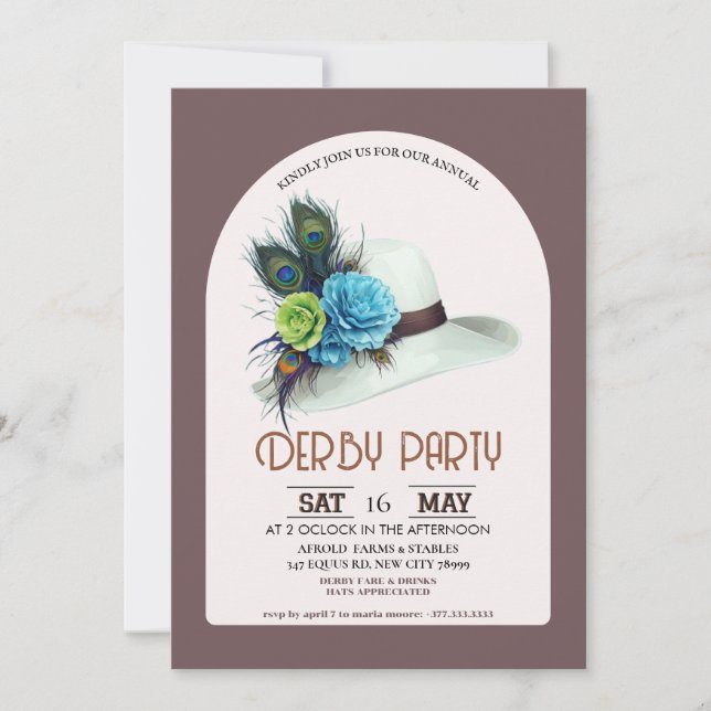 Inbjudan till Kentucky Derby Hattparty Elegant Der (Framsida)