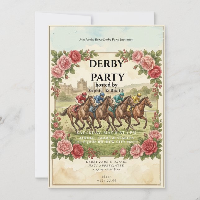 Inbjudan till Kentucky Derbyfest Retro hästkapplöp (Framsida)