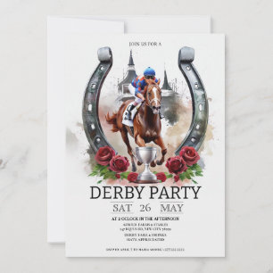 Inbjudan till Kentucky Derbyfest vattenfärg hästar