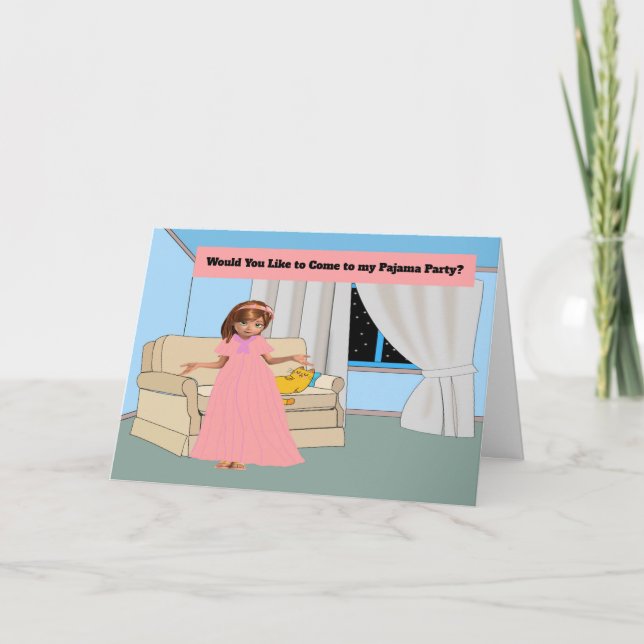 Inbjudan till Kids Pajama Party för flickor (Framsida)