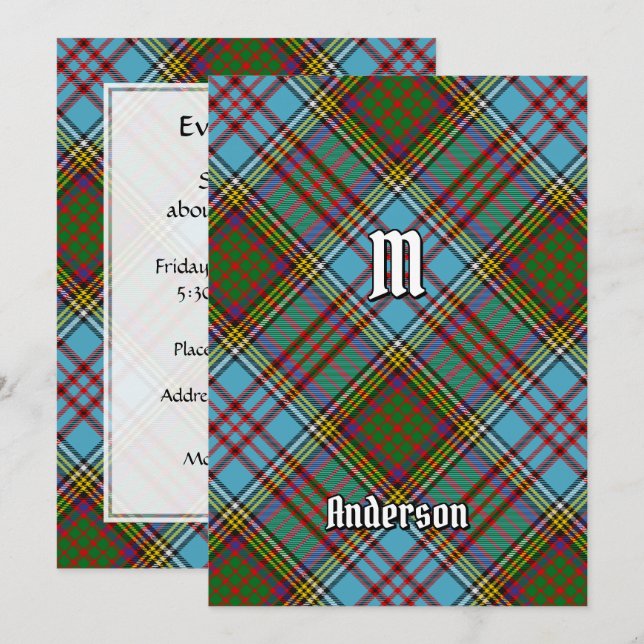 Inbjudan till klan Andersson Tartan (Fram/baksida)