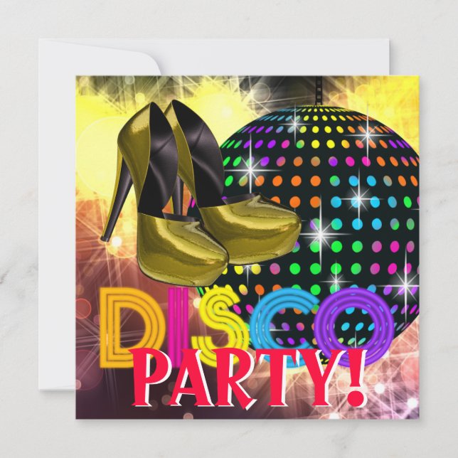 Inbjudan till klängselskor Disco Party (Framsida)