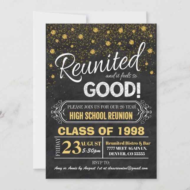 Inbjudan till klassåterförening - faux chalkboard (Framsida)