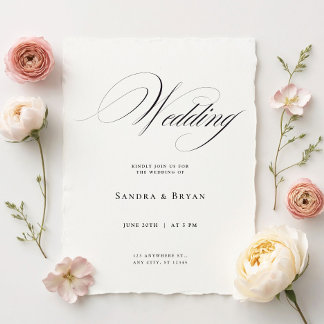 Inbjudan till klassisk kalligrafi i Elegant bröllo