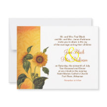 inbjudan till klassiskt bröllop med solros