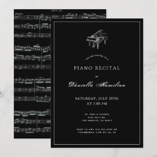 Inbjudan till klassiskt enkelt svart pianoskäl