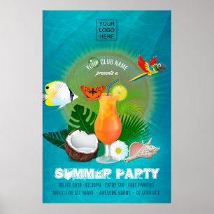 Inbjudan till klubb-/företagspartiet sommarcocktai poster
